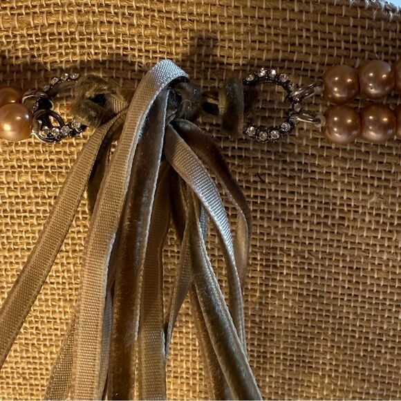 Gold Silver cream neutral double strand pearl Beaded Necklace adjustable - Picture 6 of 8